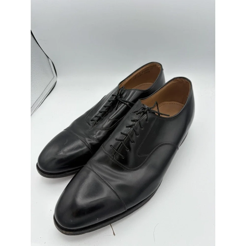 Johnston & Murphy Shoes Mens Size 12 Black Optima Leather Cap Toe Oxford Dress